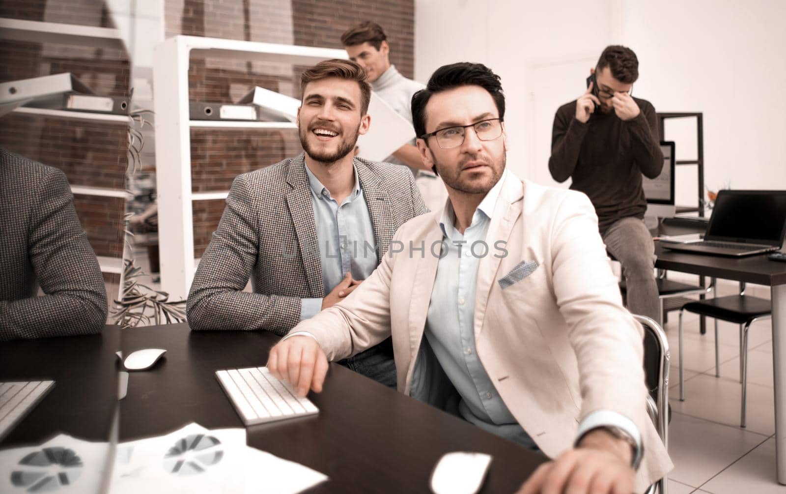 business colleagues work with financial documents.business concept