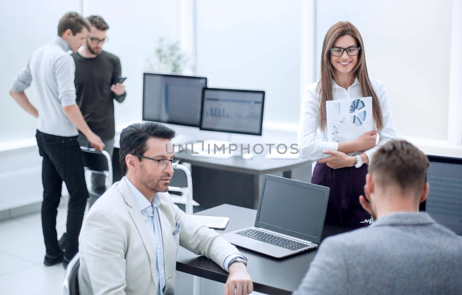 employees of the financial department in the workplace .office weekdays