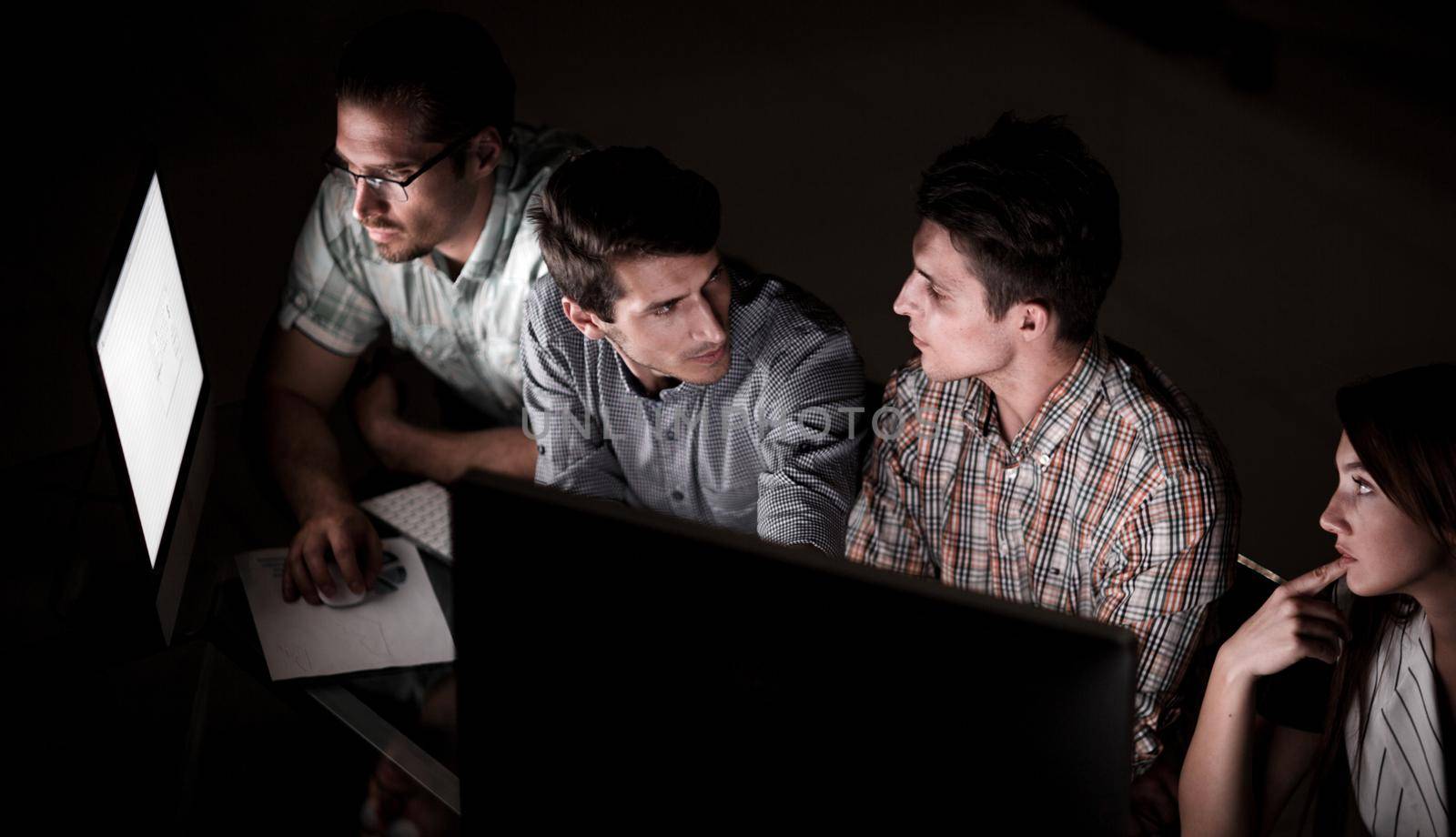 business team discusses important information. business concept