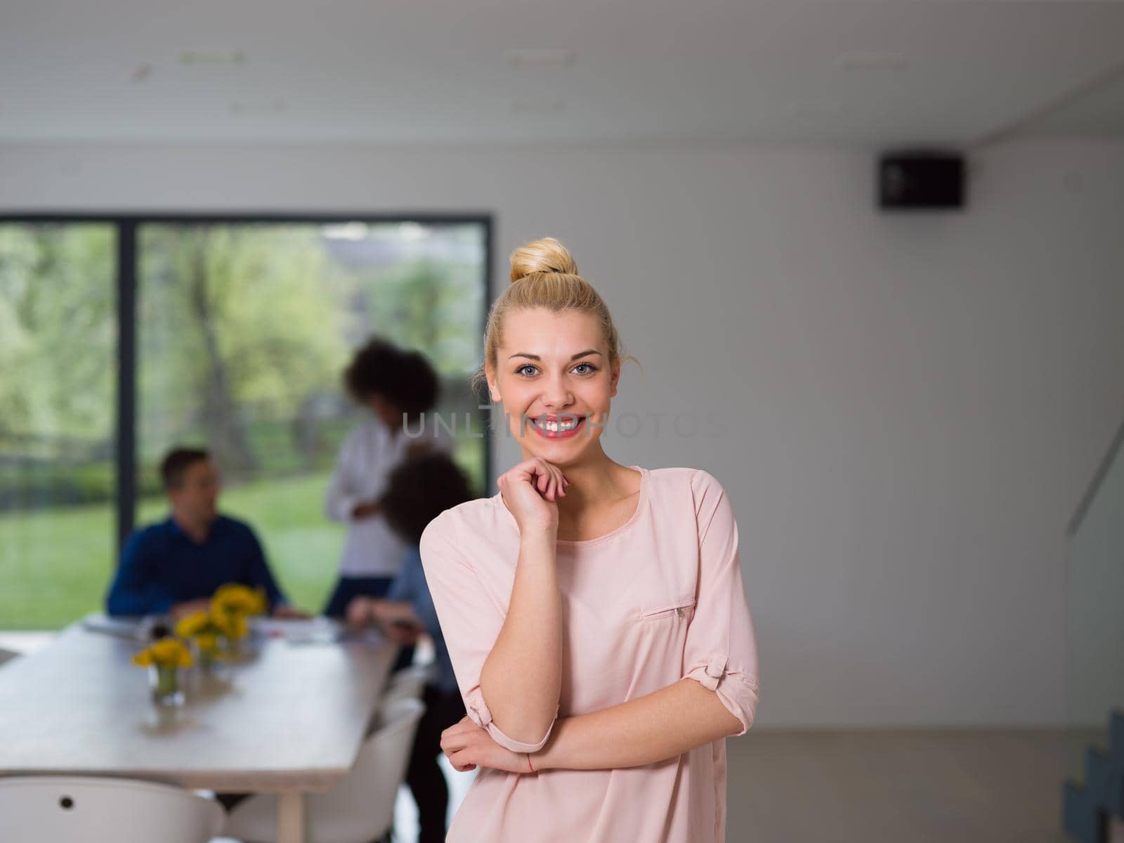 Portrait Of Successful Businesswoman Entrepreneur At Busy startup Office