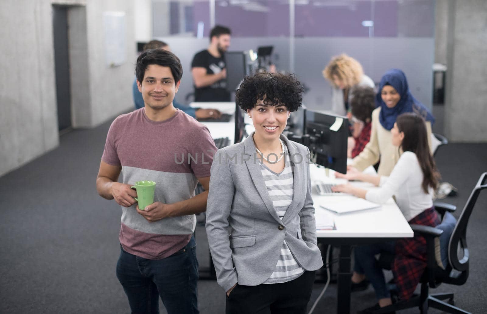 Portrait Of Successful Multiethnic Business team Entrepreneur At Busy startup Office