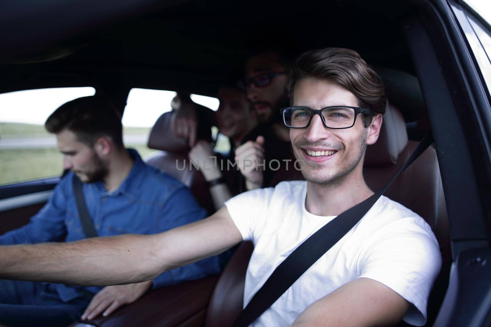 transportation, people and vehicle concept - close up of businessman driving car
