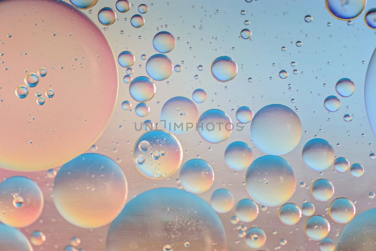 Oil drops in water. Abstract psychedelic pattern image multicolored. Abstract background with colorful gradient colors. Dof.