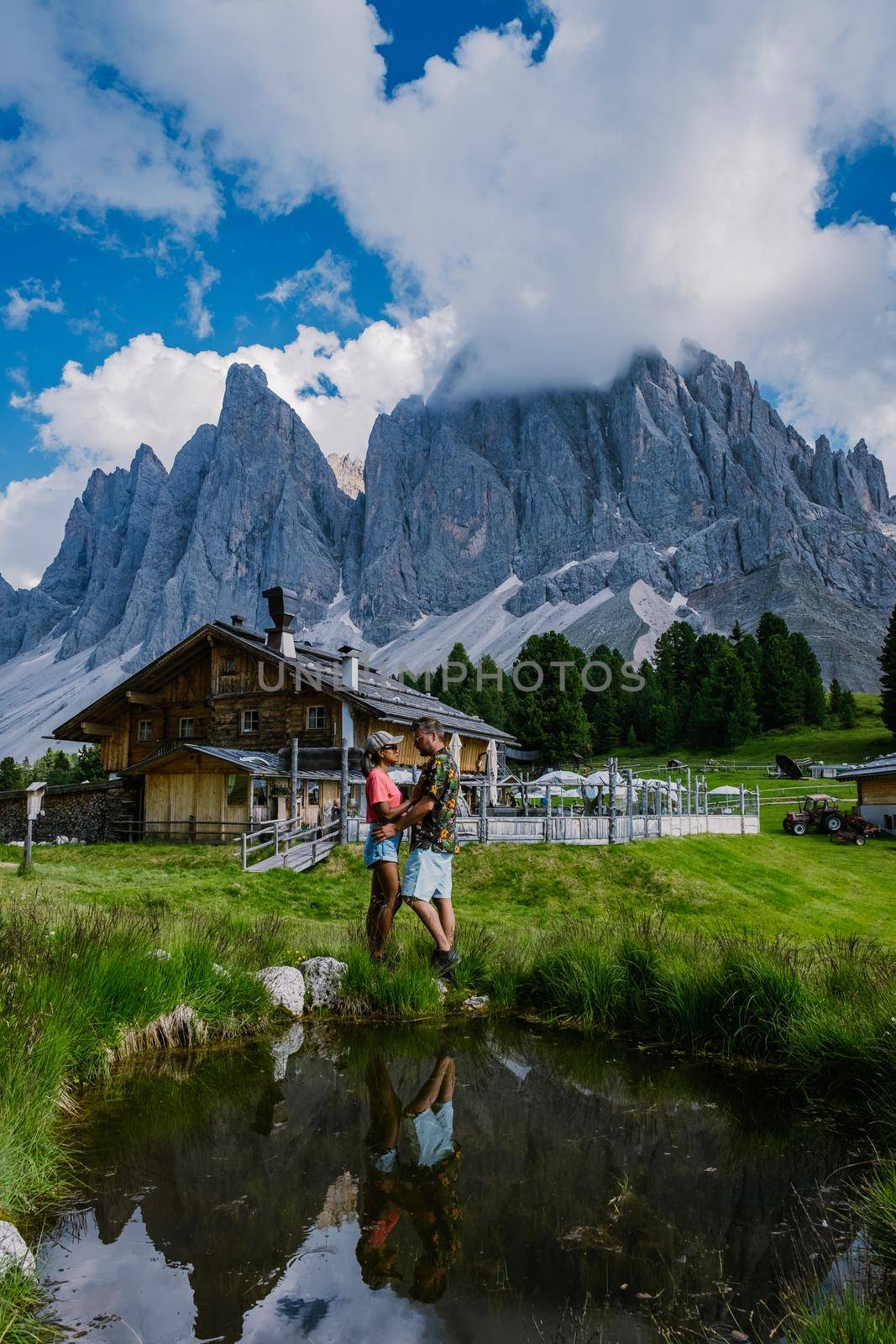 Geisler Alm, Dolomites Italy, hiking in the mountains of Val Di Funes in Italian Dolomites,Nature Park Geisler-Puez with Geisler Alm in South Tyrol by fokkebok