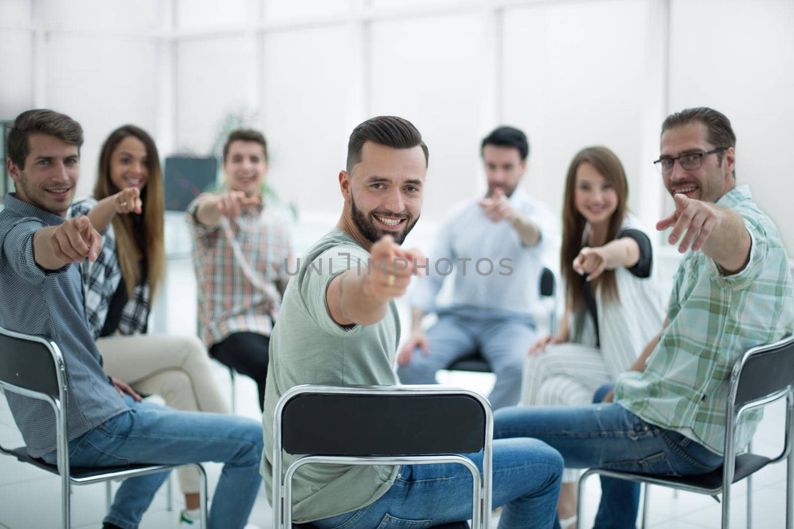 business team showing up at you. business concept