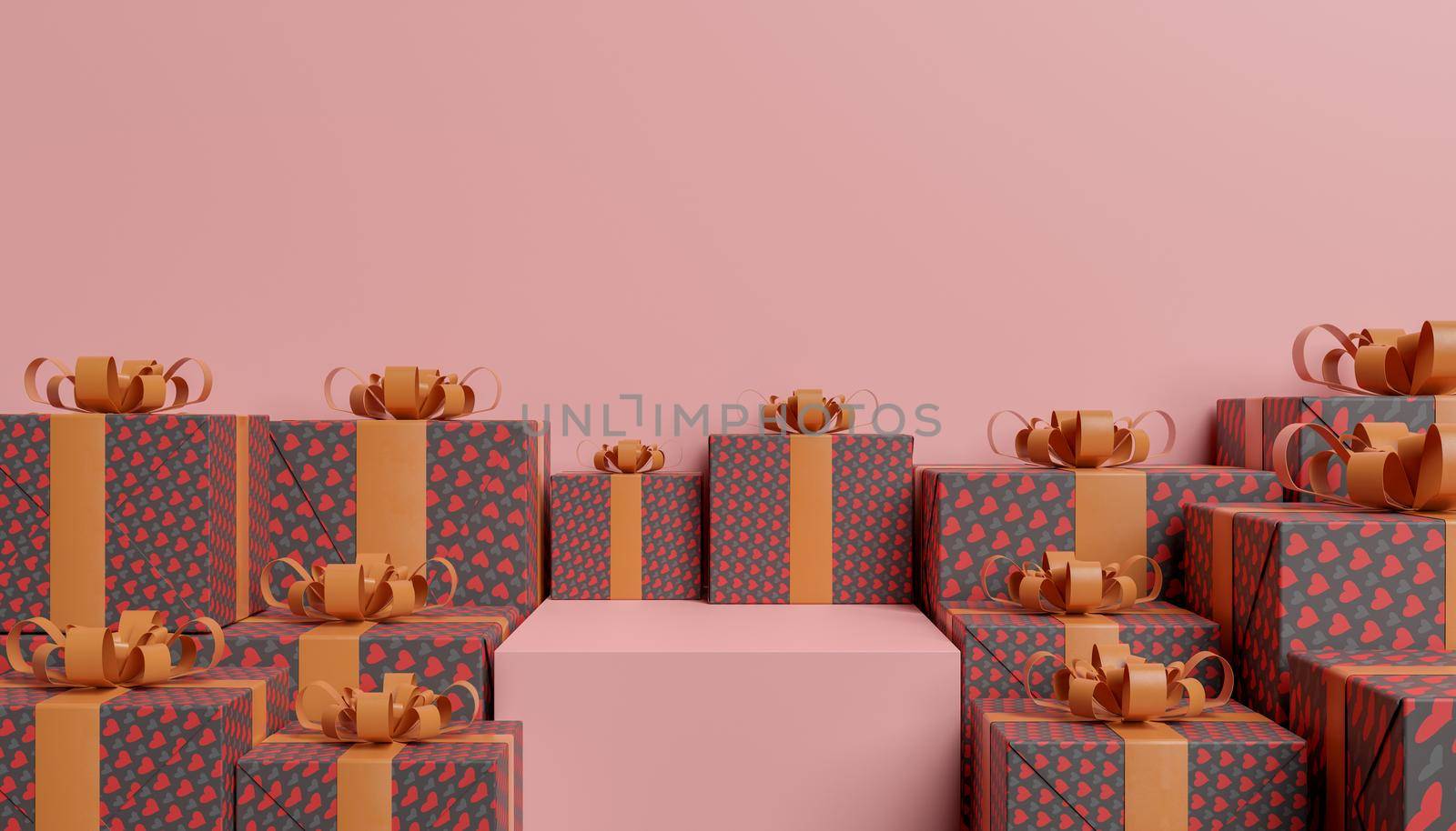 product stand with gifts decorated with hearts by asolano