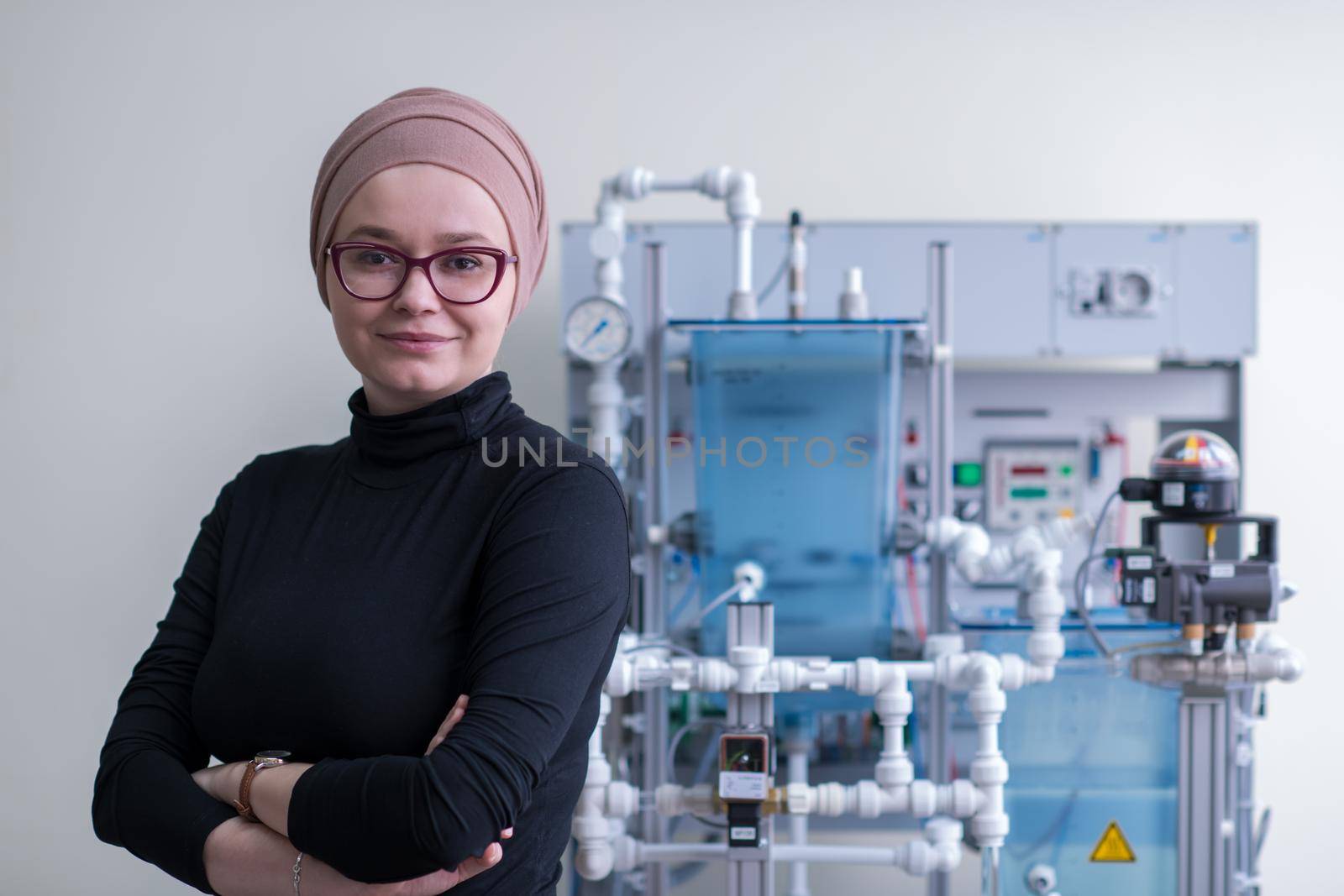 portrait of muslim female student in the electronic classroom by dotshock