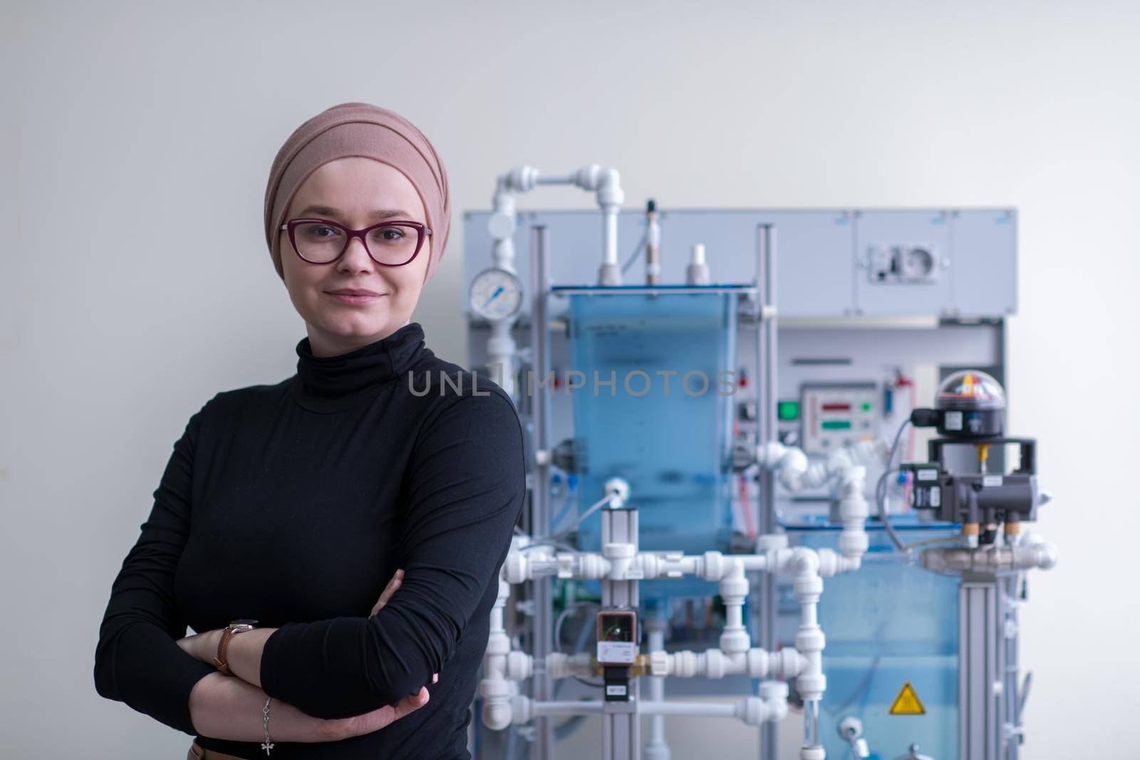 portrait of muslim female student in the electronic classroom by dotshock