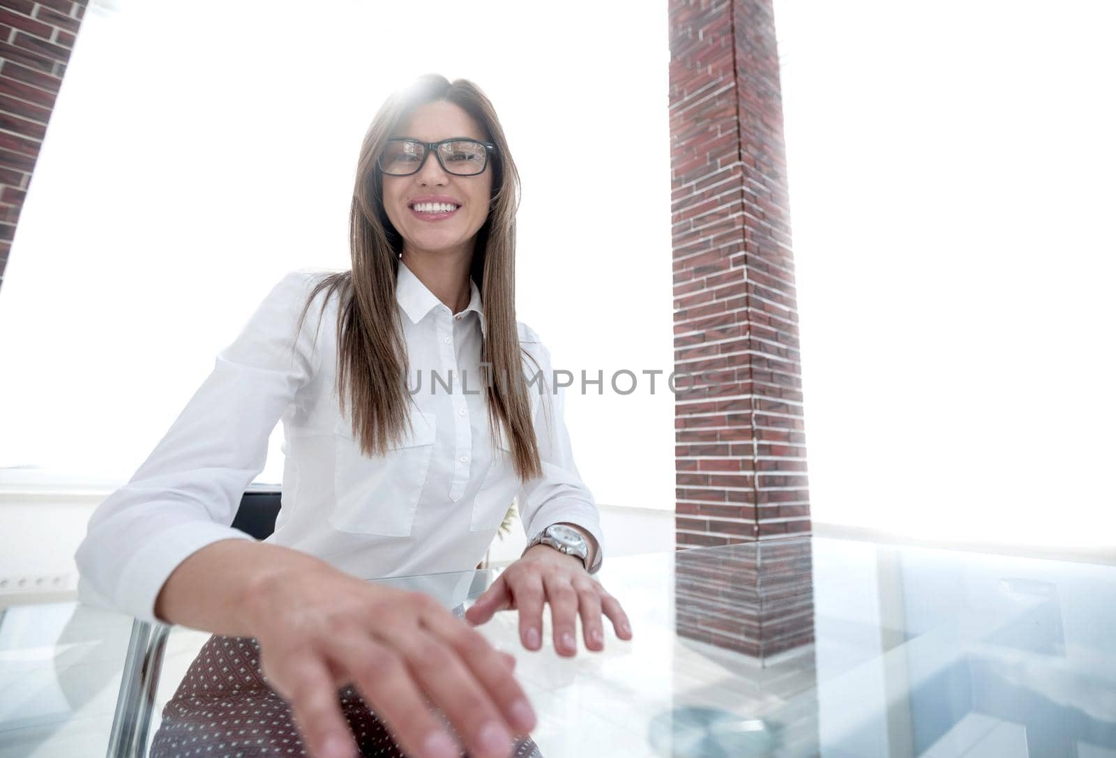 stylized portrait of a business woman in the workplace. photo with copy space