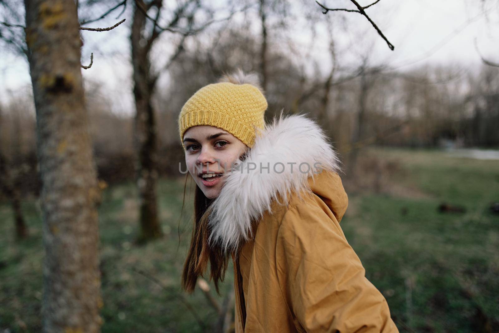 woman outdoors in jacket walk autumn fresh air by Vichizh