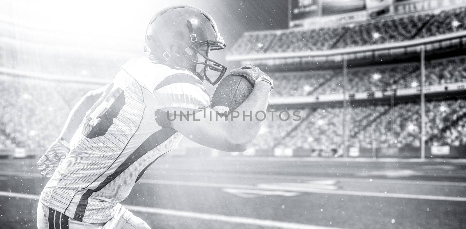 one quarterback american football player throwing ball isolated on gray background