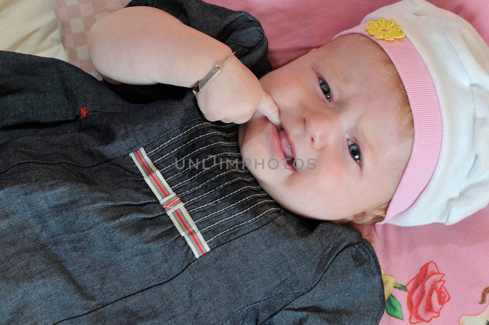 cute little baby indoor closeup portrait