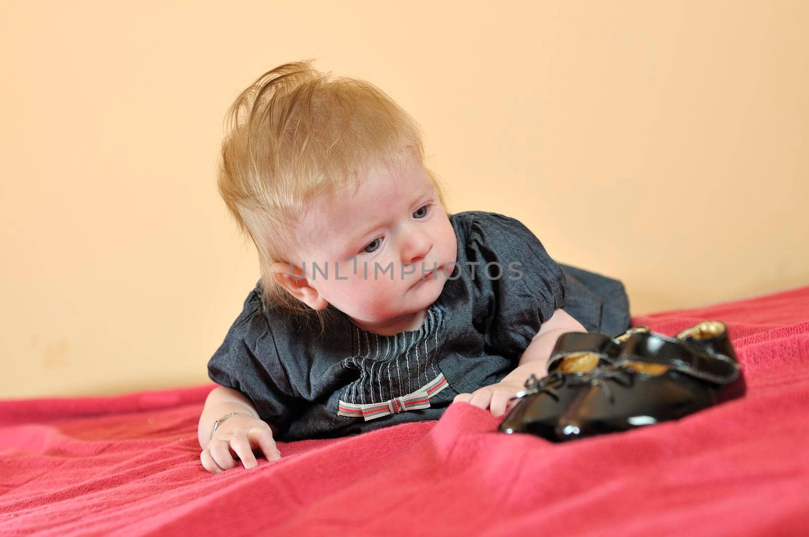 cute little baby indoor closeup portrait