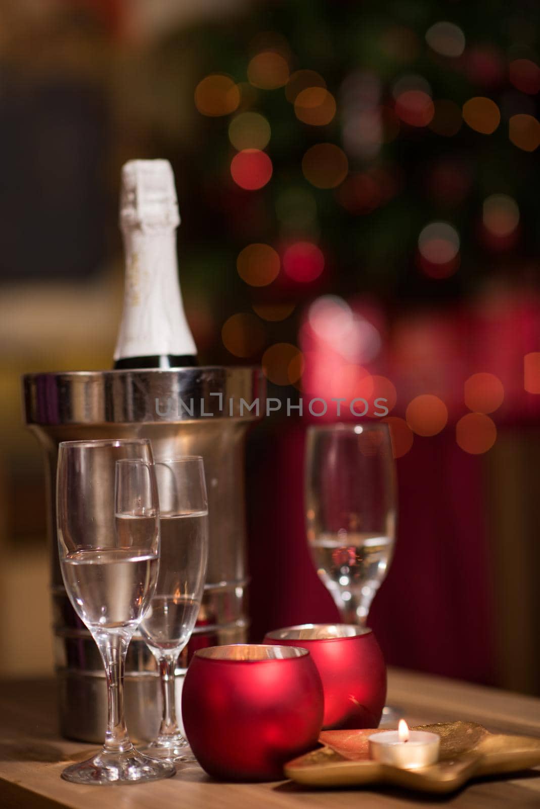 champagne on a wooden table by dotshock