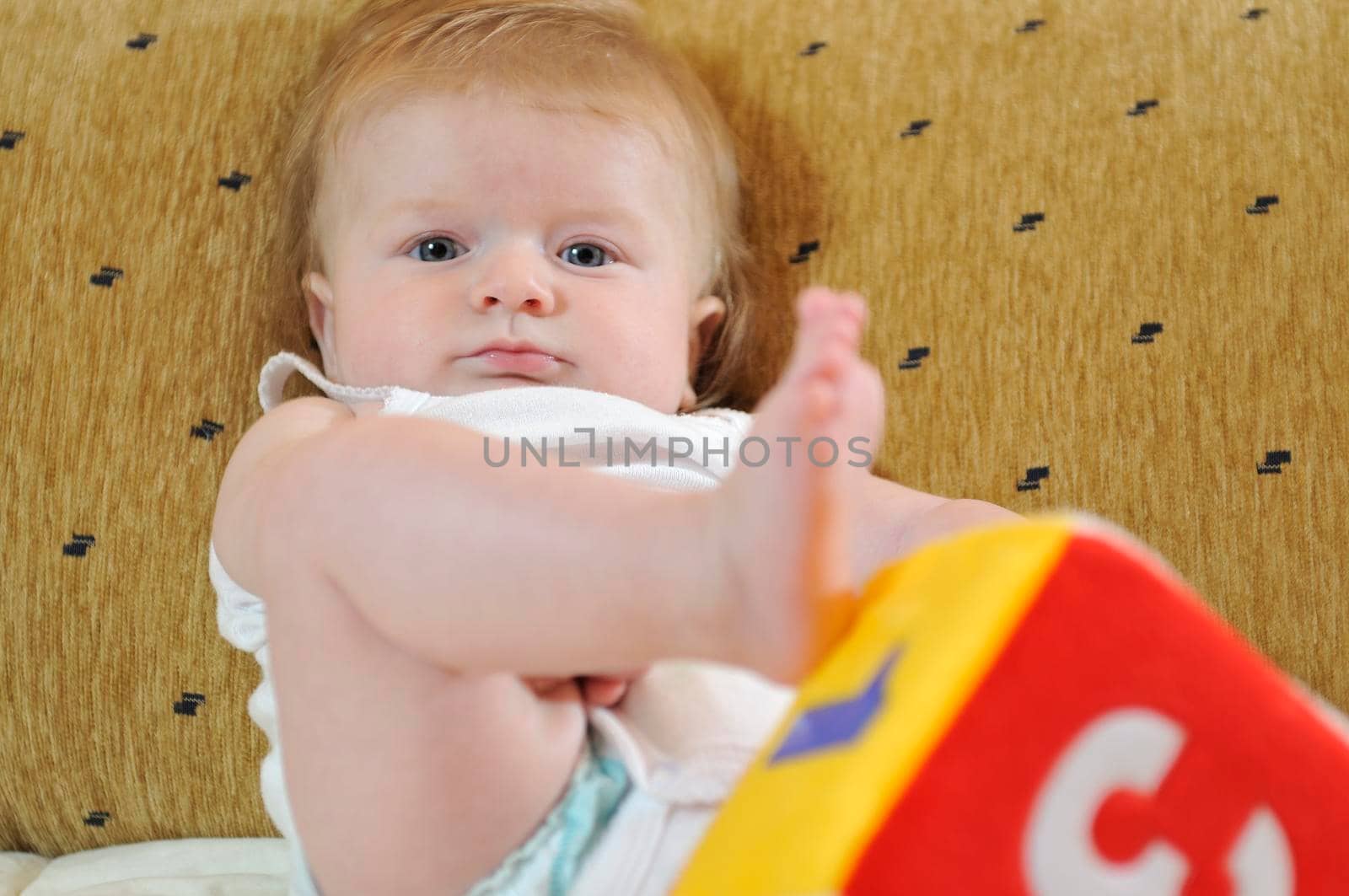 cute little baby indoor closeup portrait