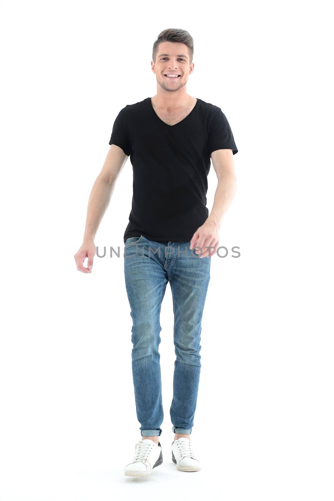 Stylish young man posing on a white background