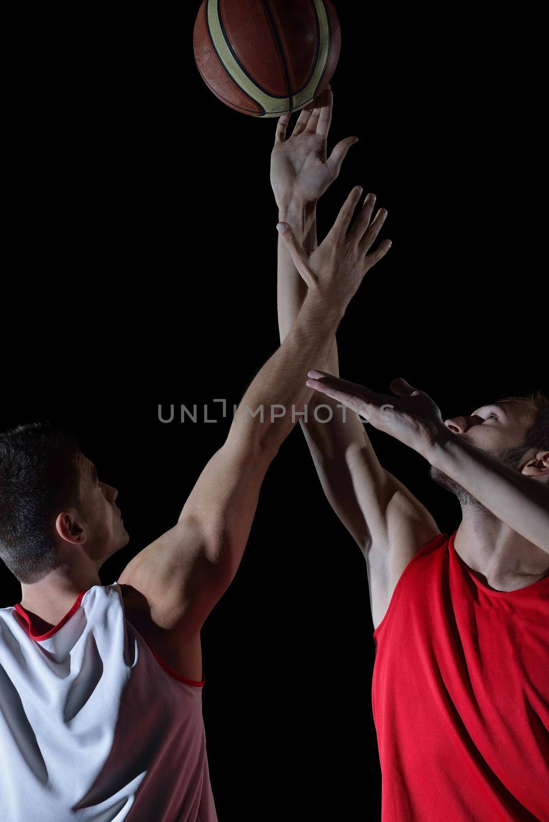 basketball game sport player in action isolated on black background