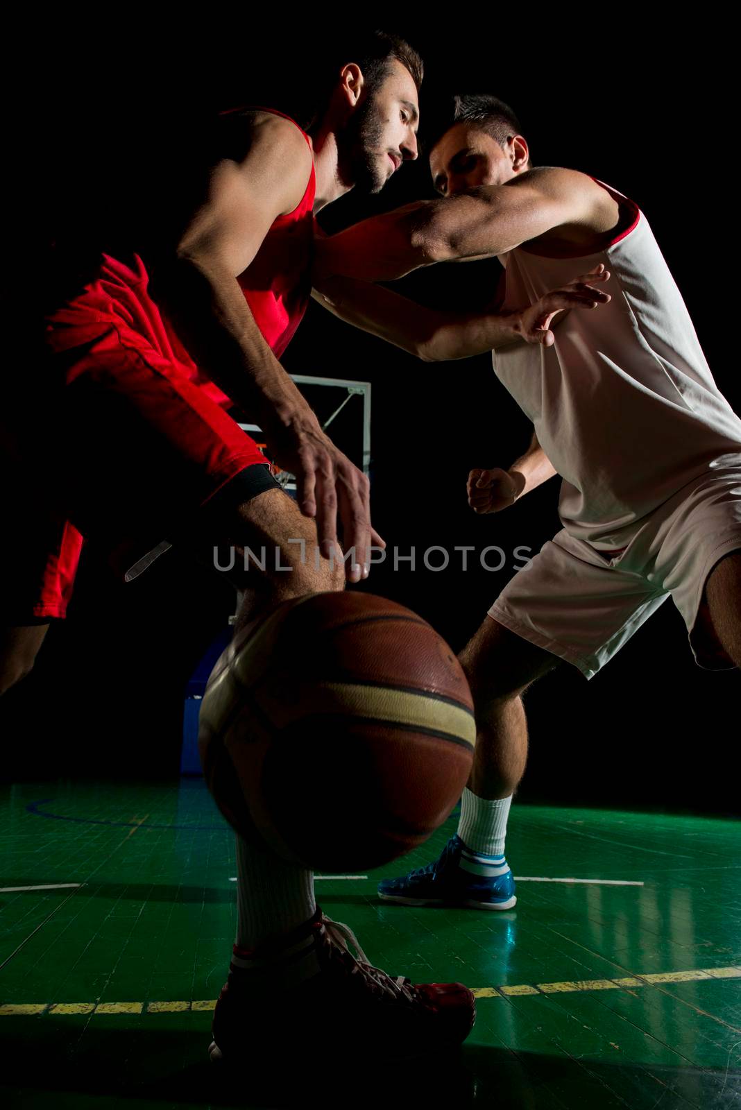 basketball game sport player in action isolated on black background