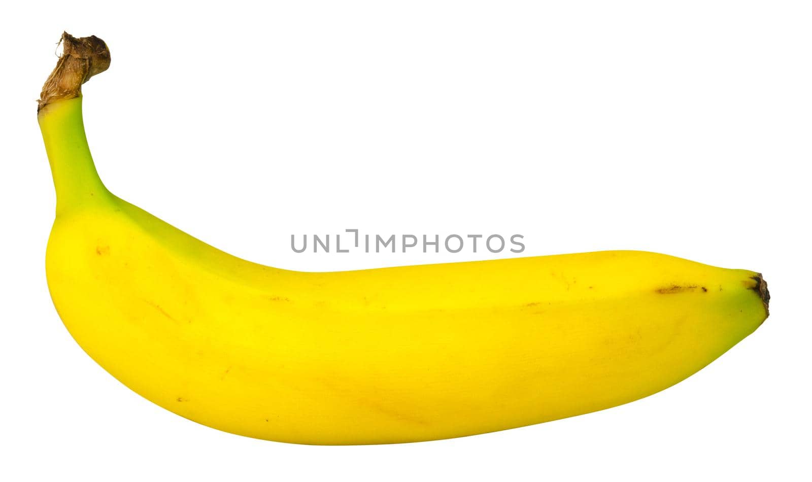 Side View Of An Isolated Ripe Yellow Organic Banana