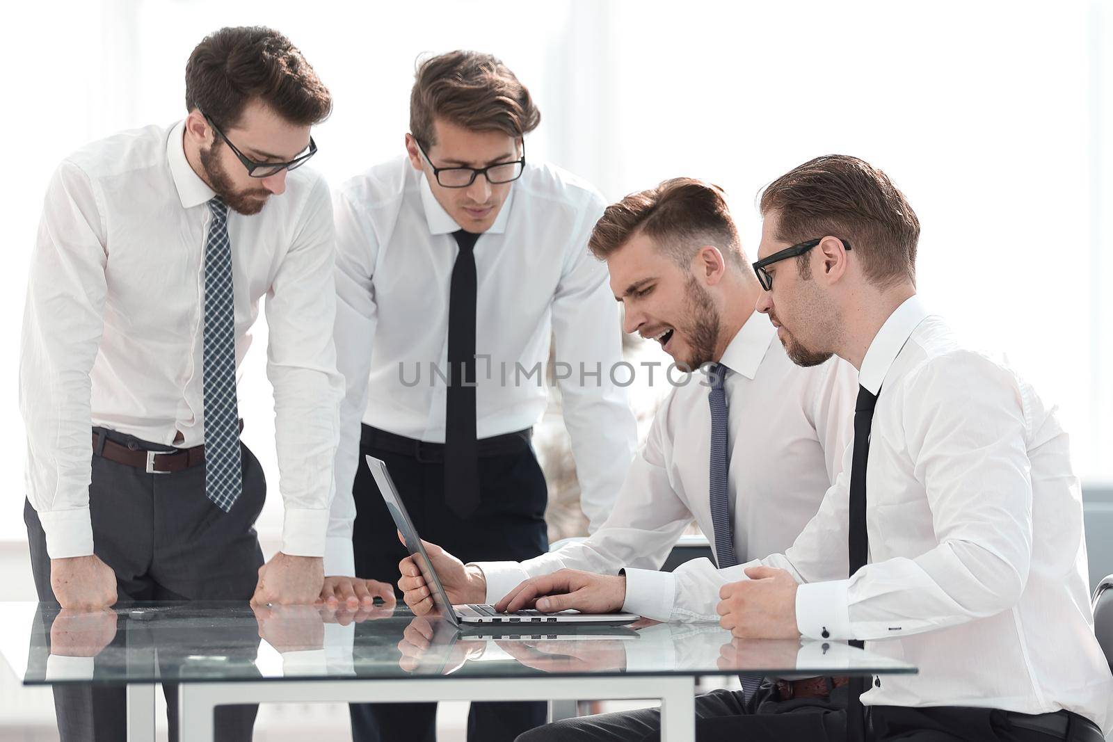 group of employees discussing the incoming information. the concept of teamwork