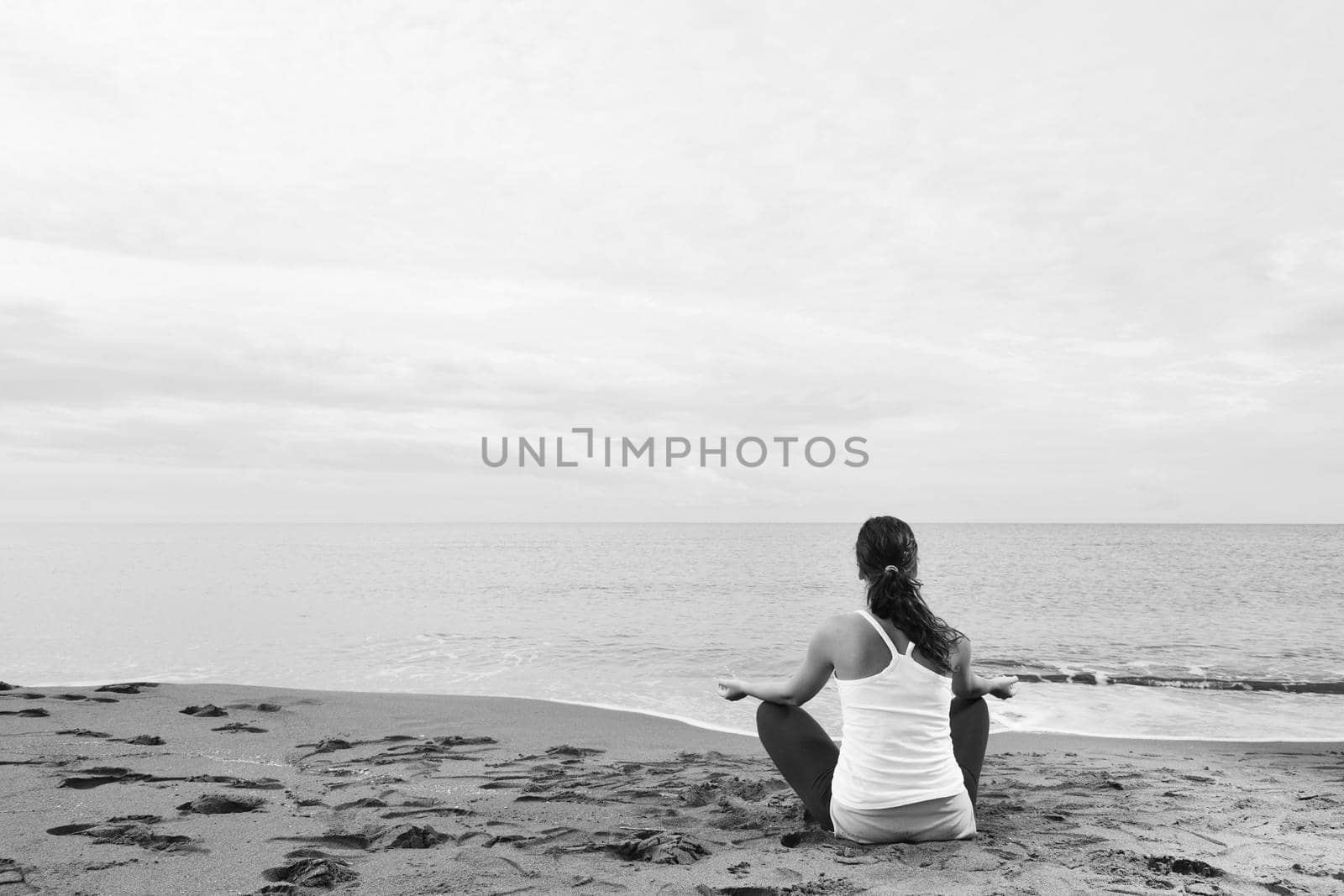 woman yoga beach by dotshock