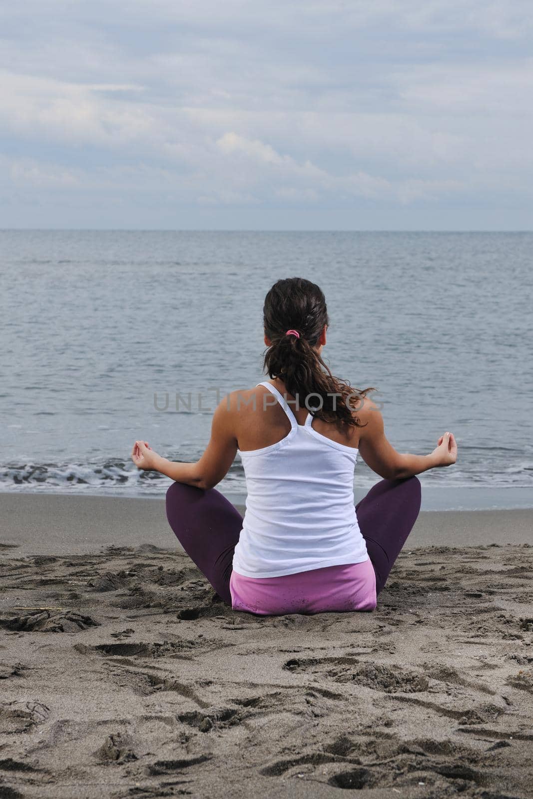 woman yoga beach by dotshock