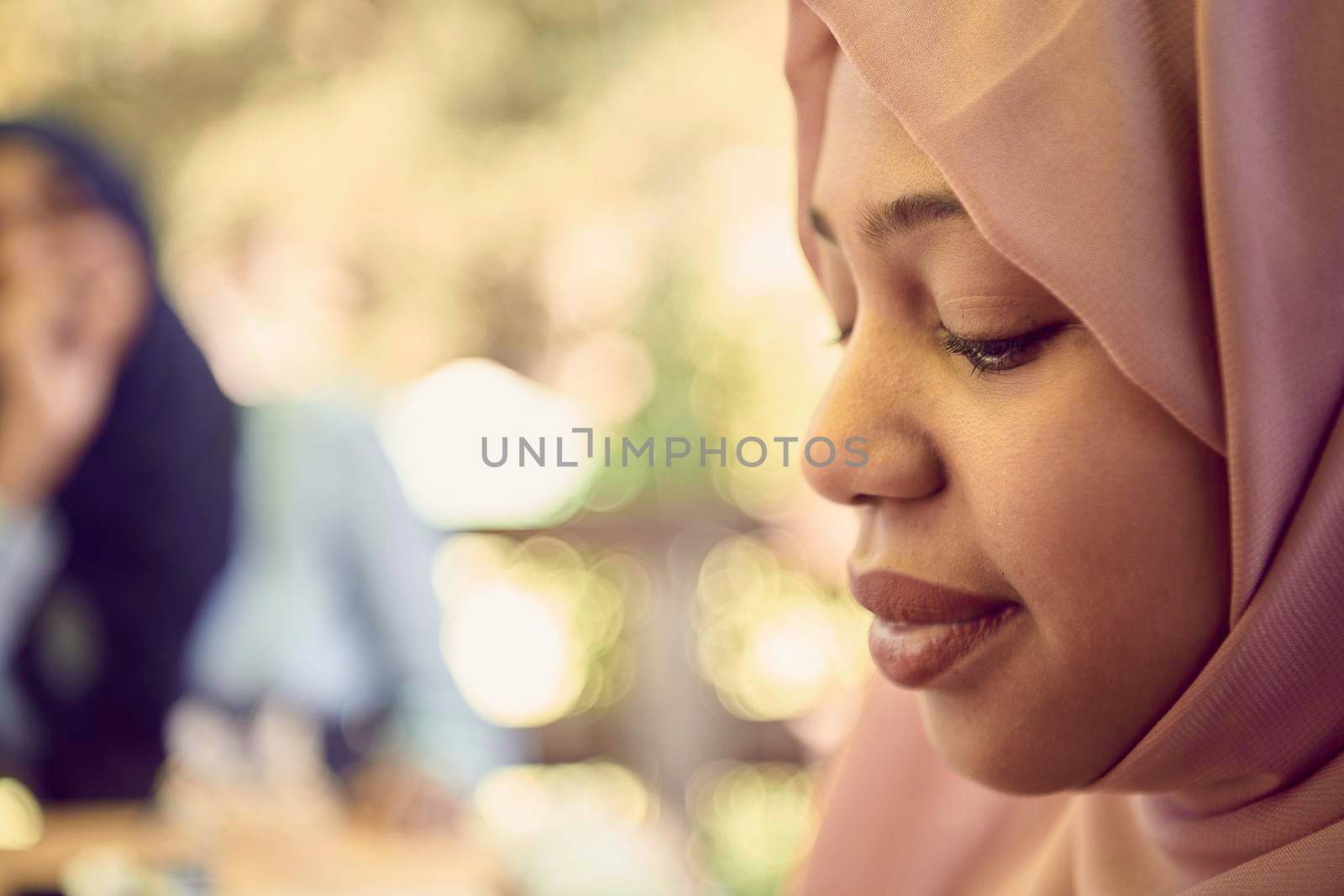 black african businesswoman portrait  wearing traditional Islamic clothes