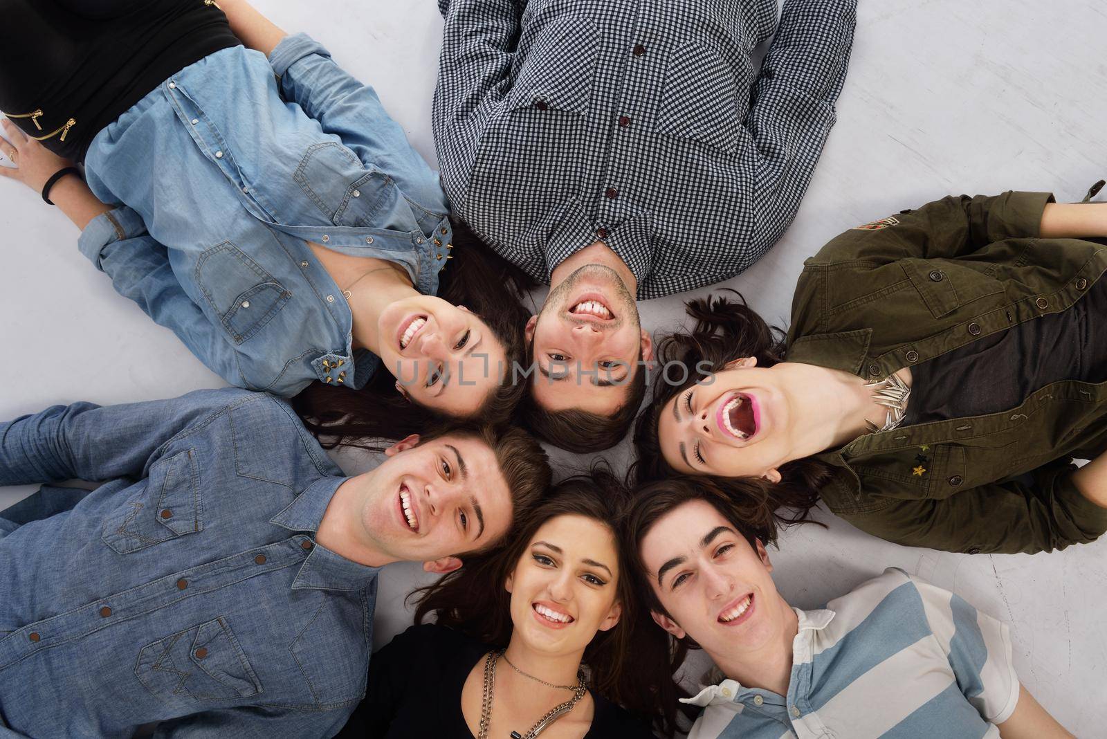 happy teens people group isolated on white background