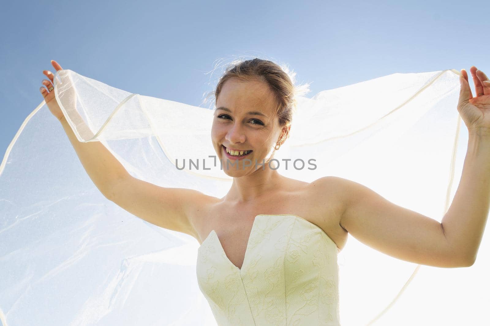 happy young beautiful bride after wedding ceremony event have fun 