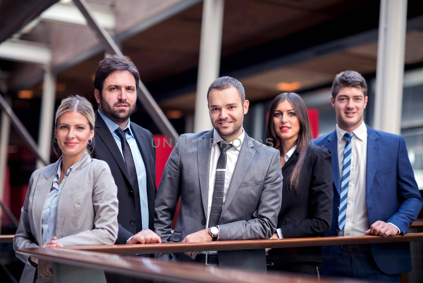 young multi ethnic business people group walking standing and top view