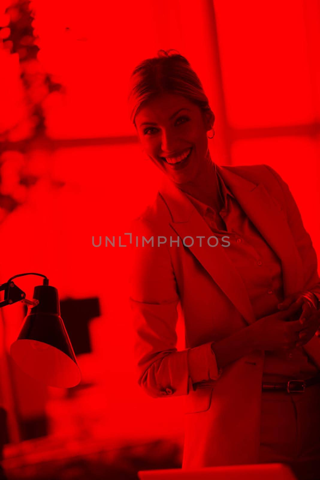 business woman with her staff, people group in background at modern bright office indoors