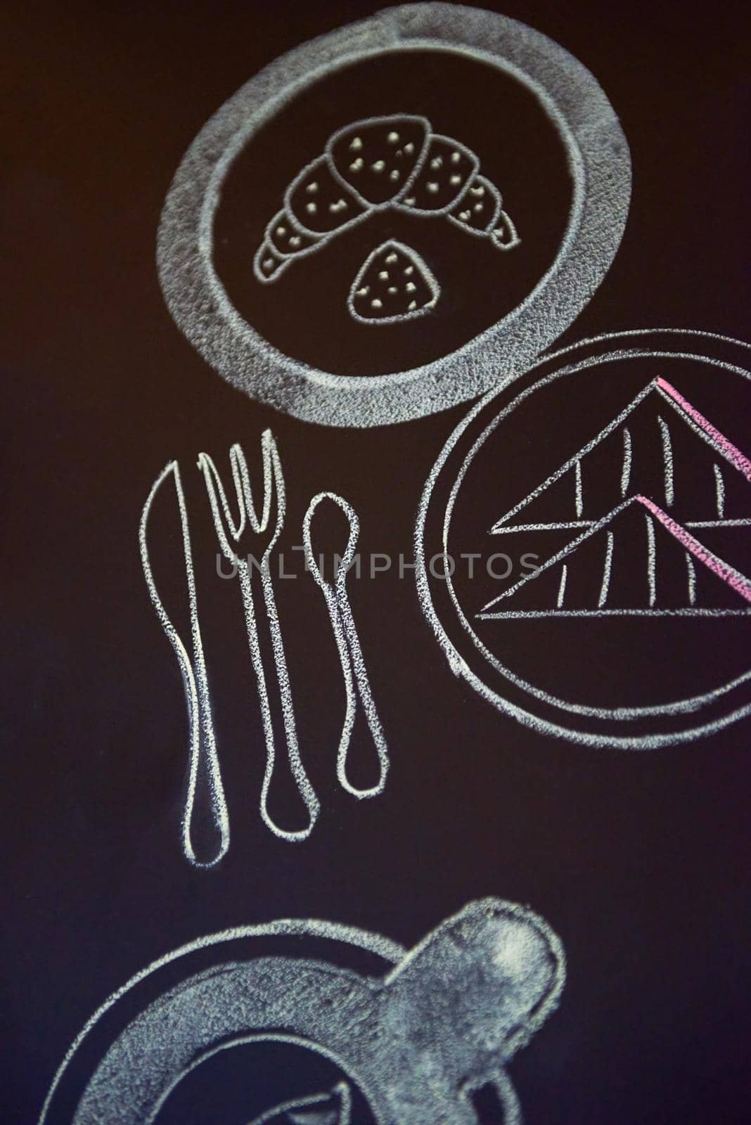 chalkboard design  with breakfast drawings