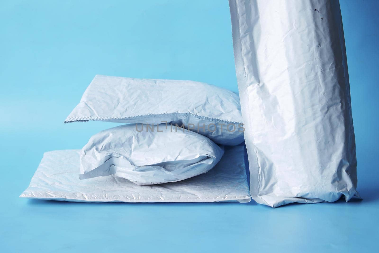 white paper bubble envelope on table .