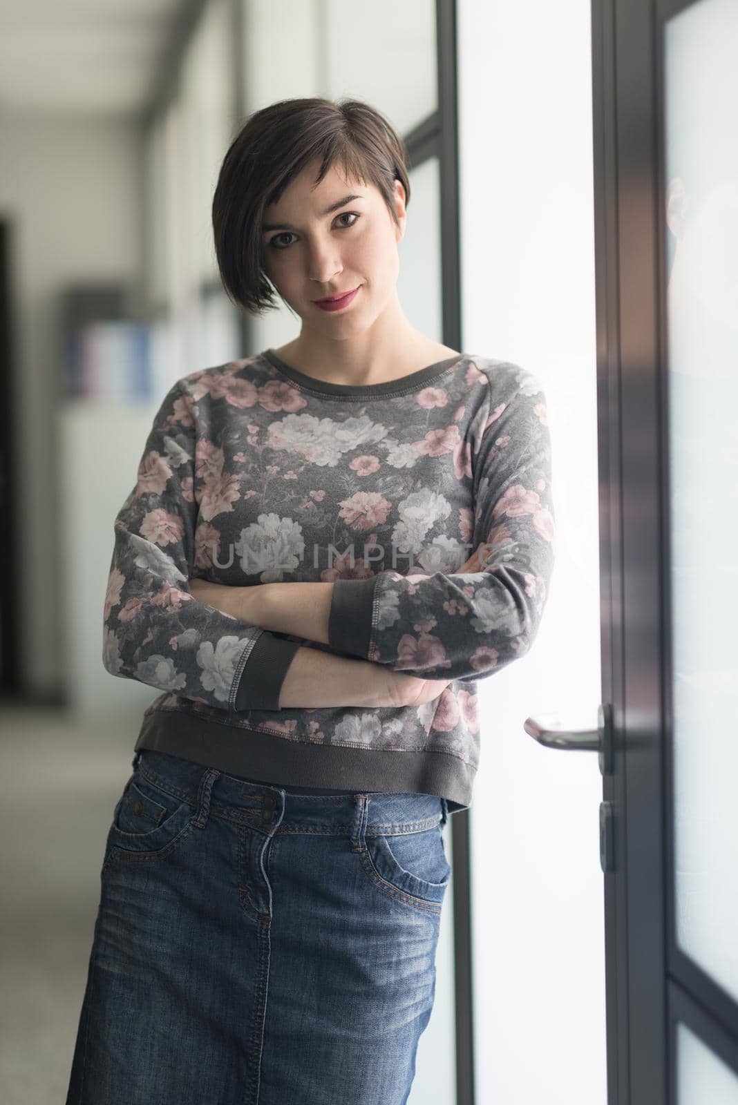 portrait of  young businesswoman in casual hipster clothes at modern startup business office interior