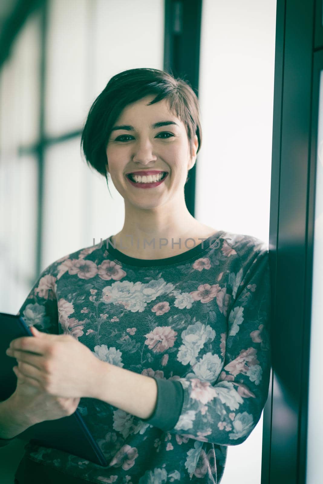 portrait of  young businesswoman in casual hipster clothes at modern startup business office interior