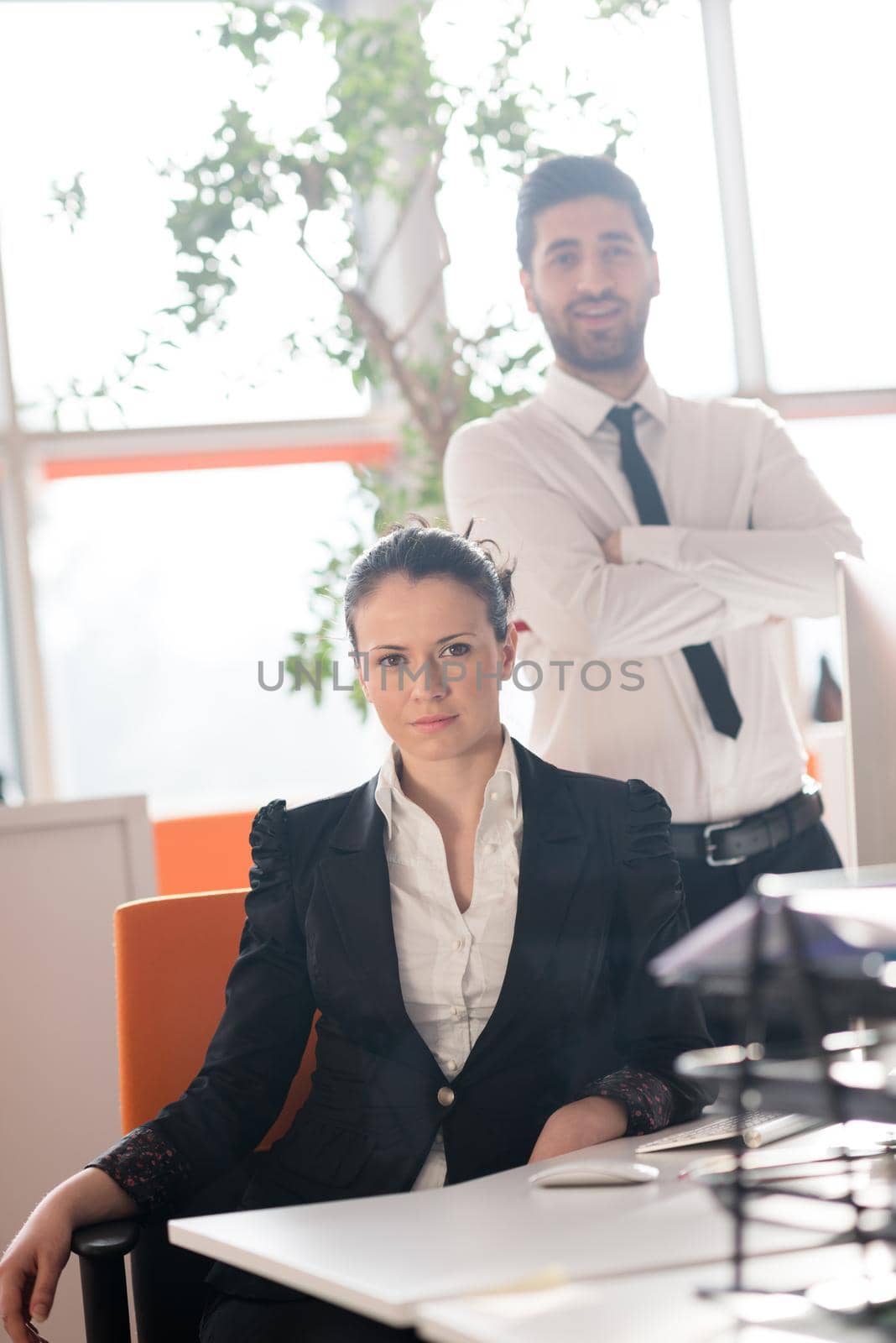portrait of business couple at office by dotshock
