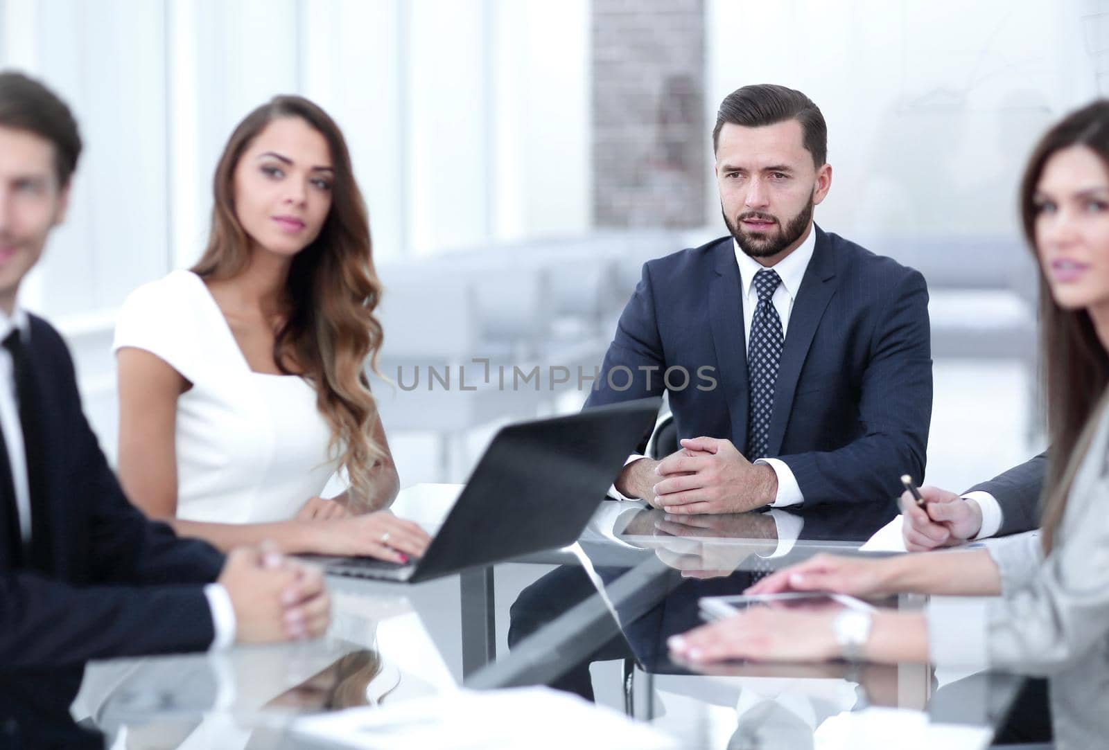 group of business people sitting at the Desk.the concept of teamwork