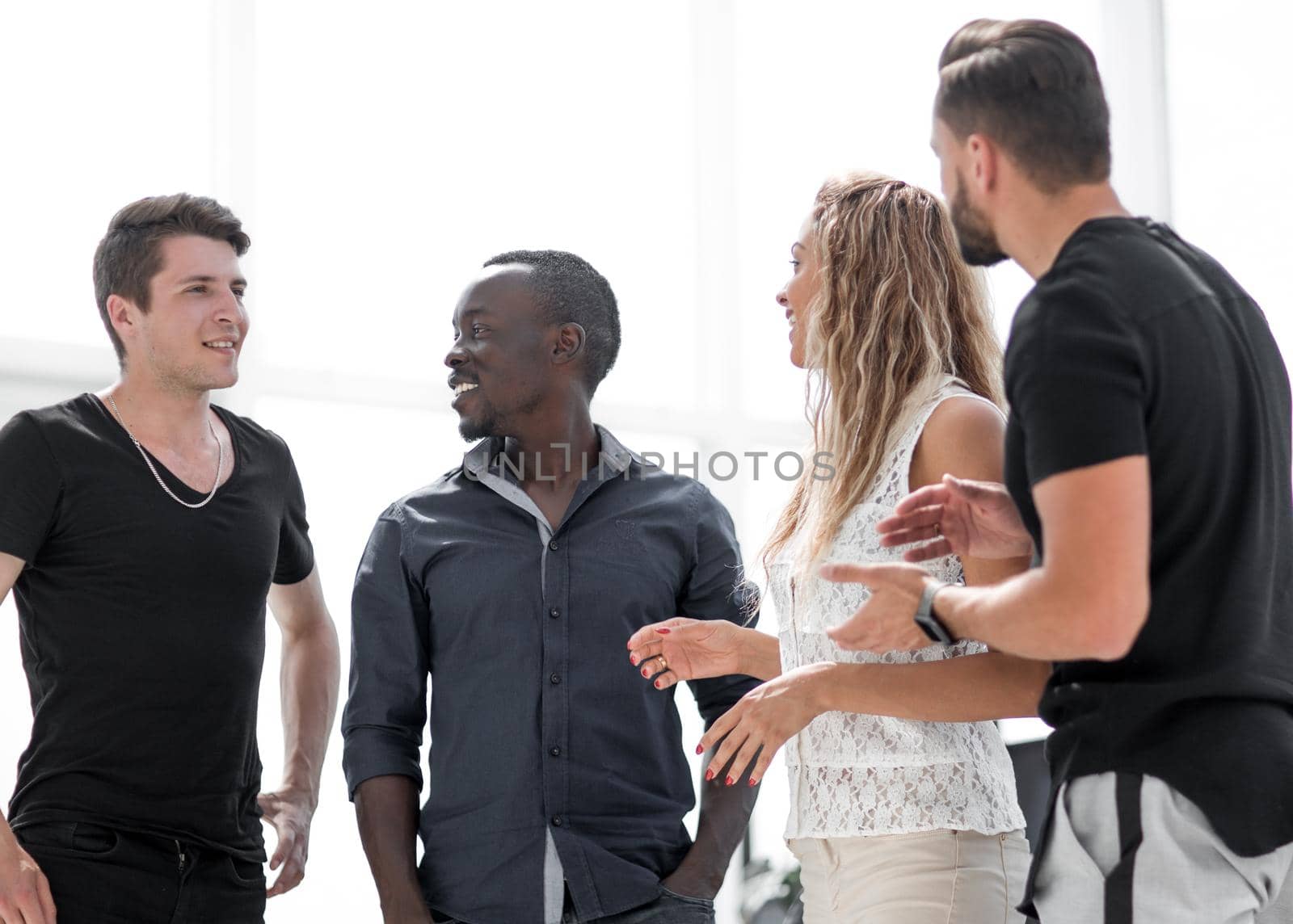 group of young people standing in the business center.business concept