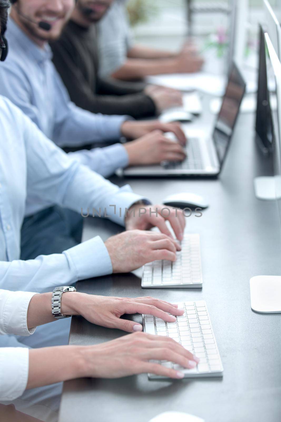 background image of a business team using computers.photo with copy space