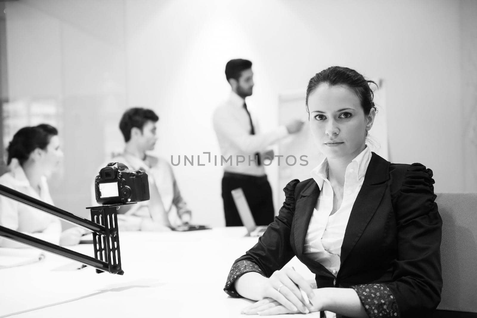 young business woman on meeting  using laptop computer by dotshock