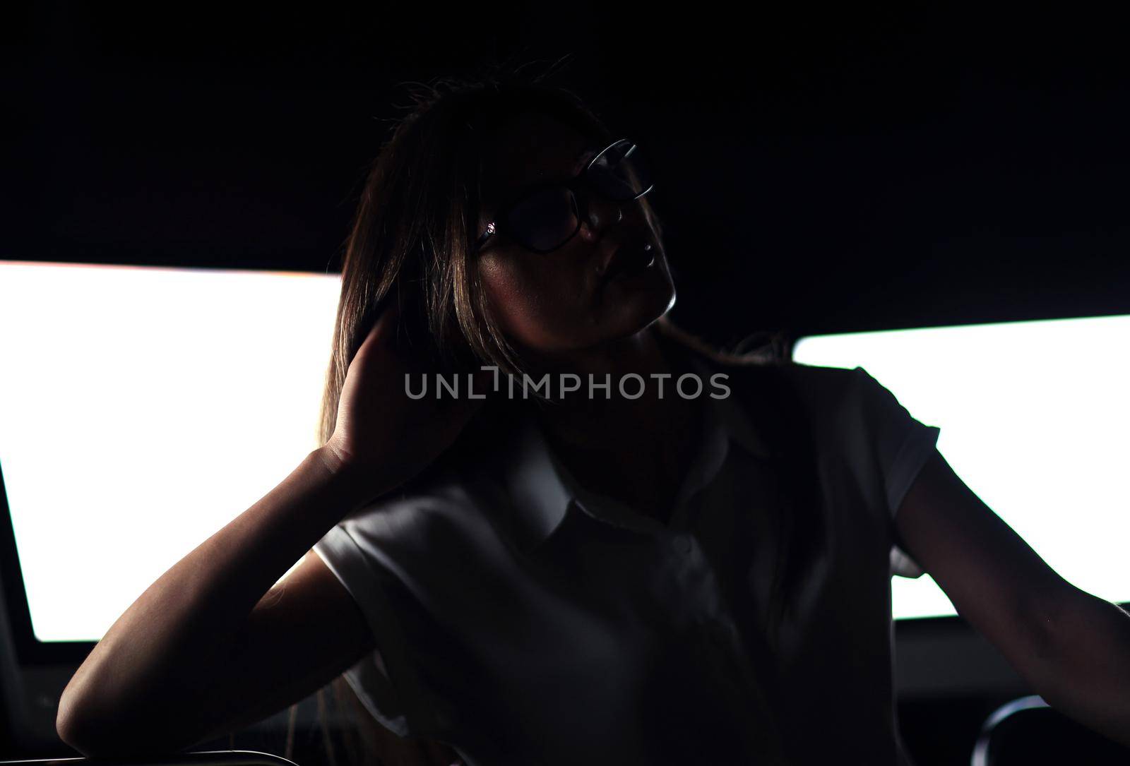close up.business woman sitting in front of Desk by asdf