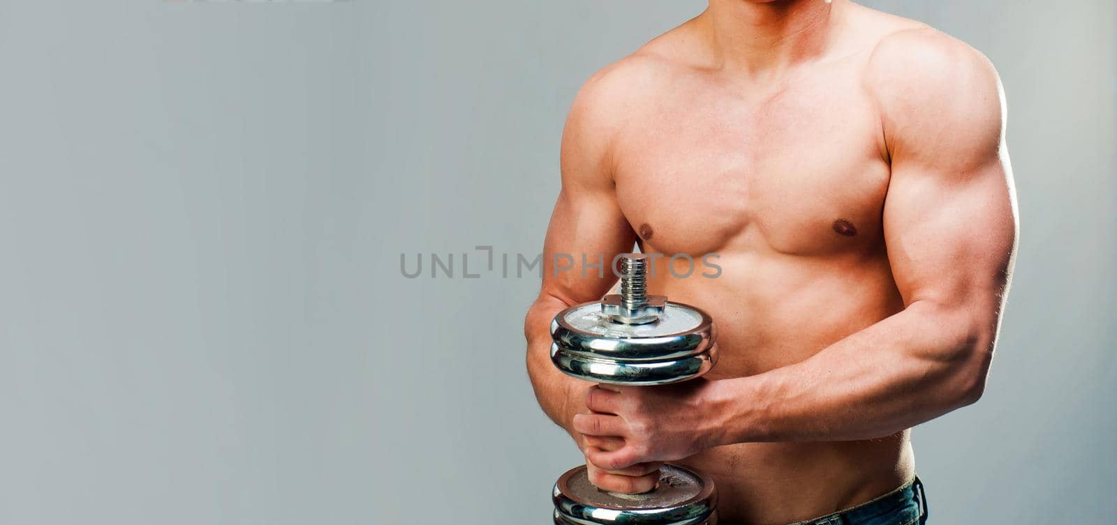 muscular man on gray background by GekaSkr
