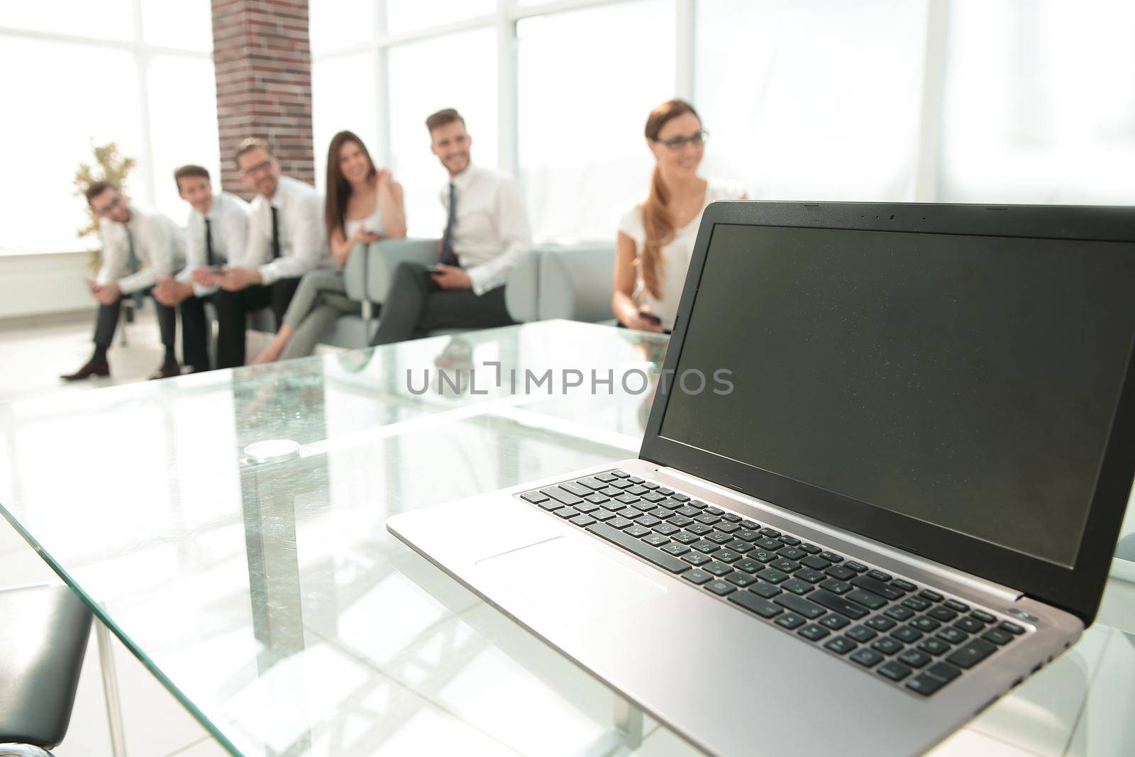 open laptop on office Desk by asdf