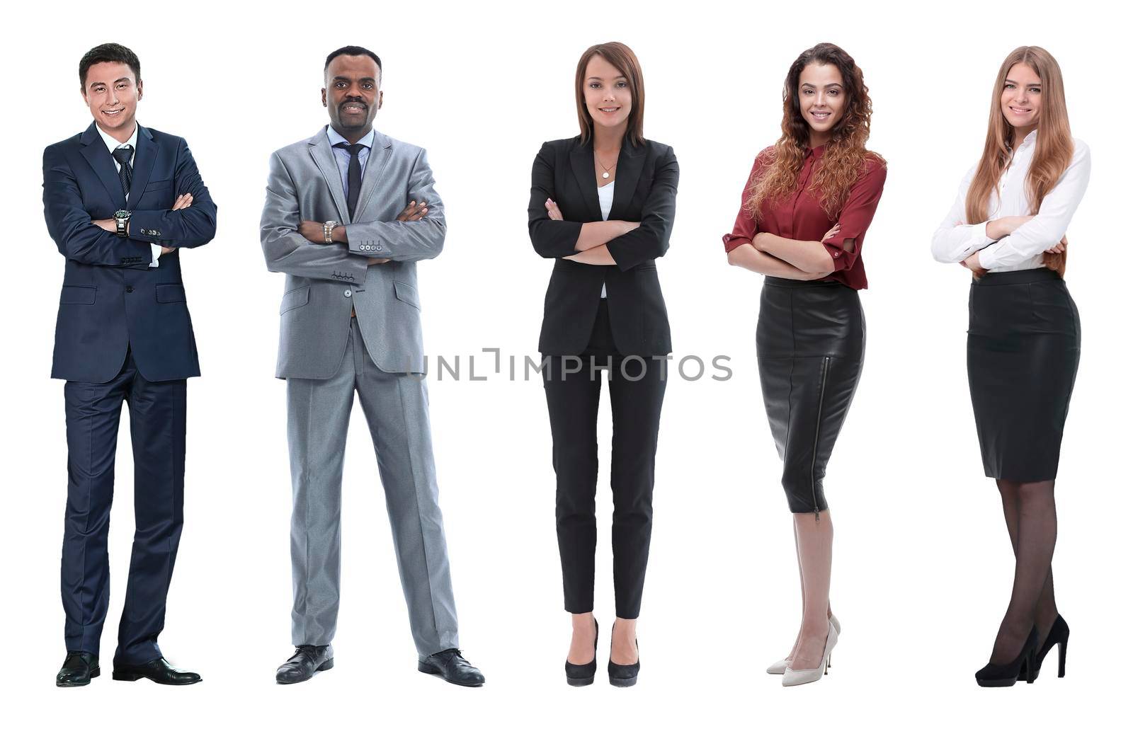 group of ordinary people isolated on white