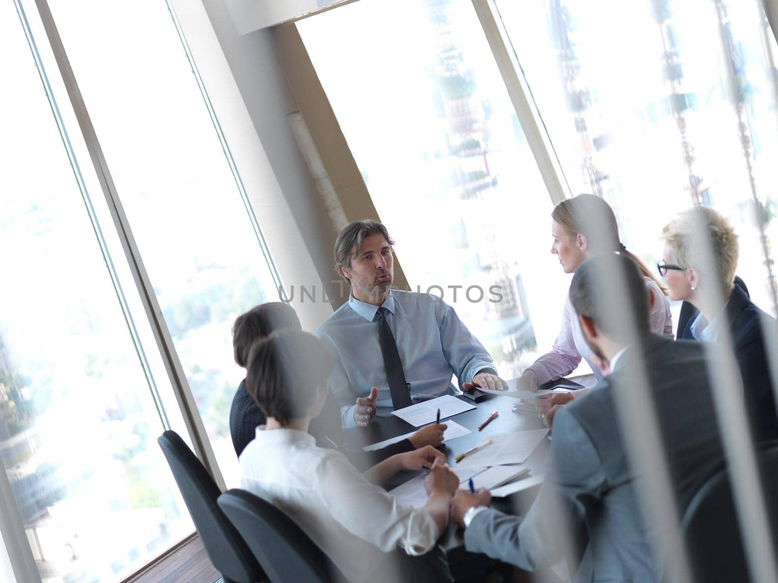 young business people group have meeting and working in modern bright office indoor