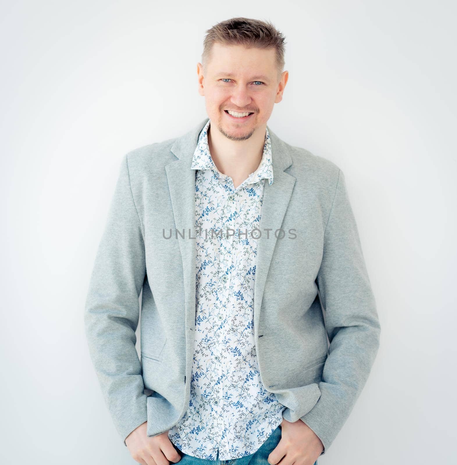 Smiling guy in shirt and jacket by GekaSkr