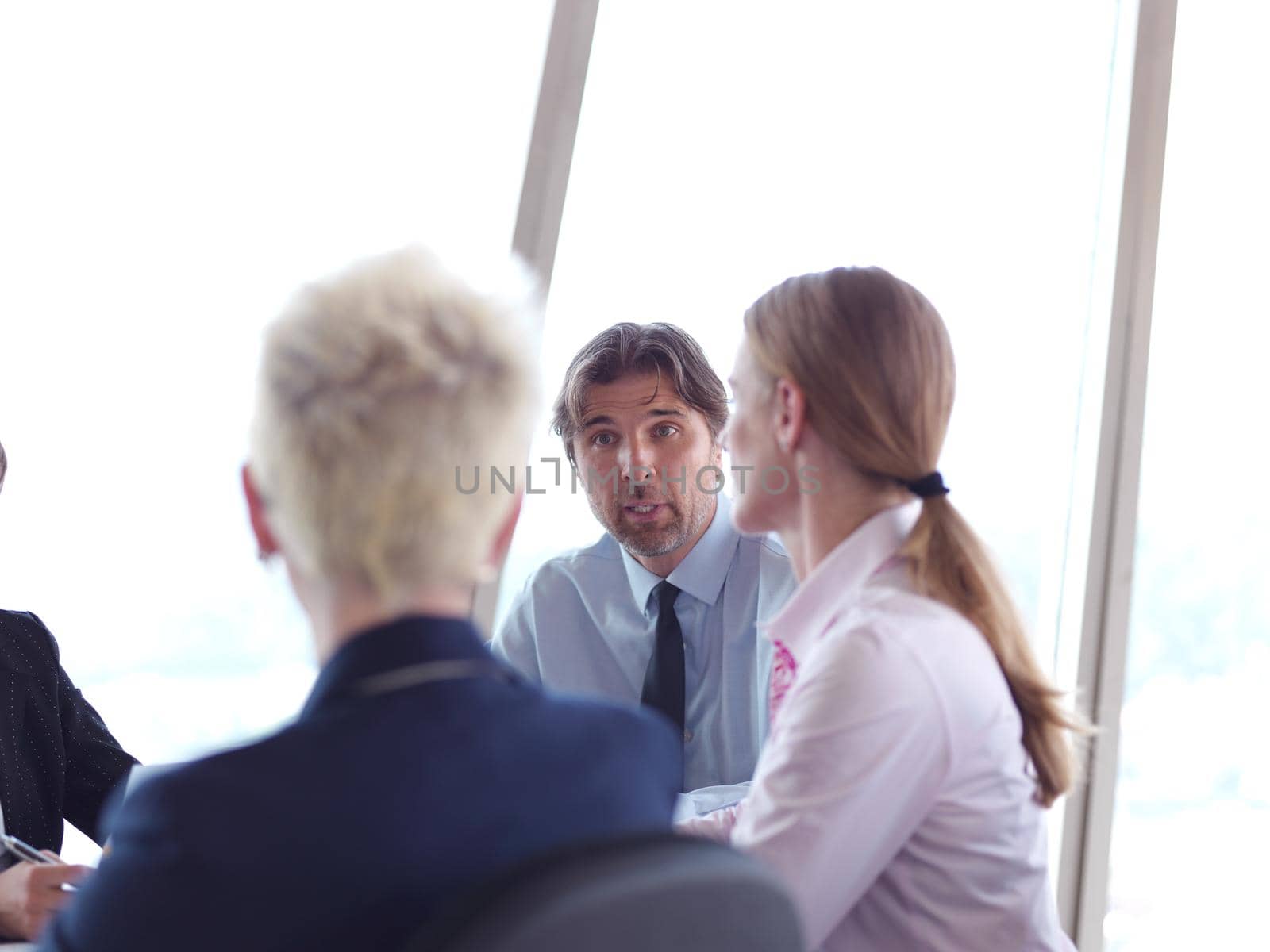 young business people group have meeting and working in modern bright office indoor