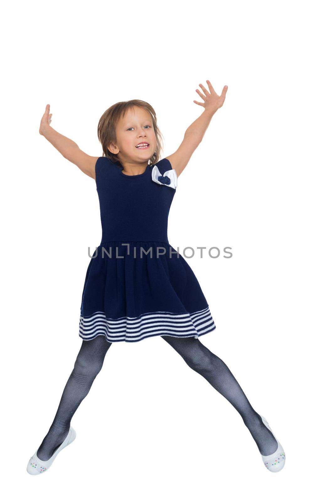 Little girl jumping by kolesnikov_studio