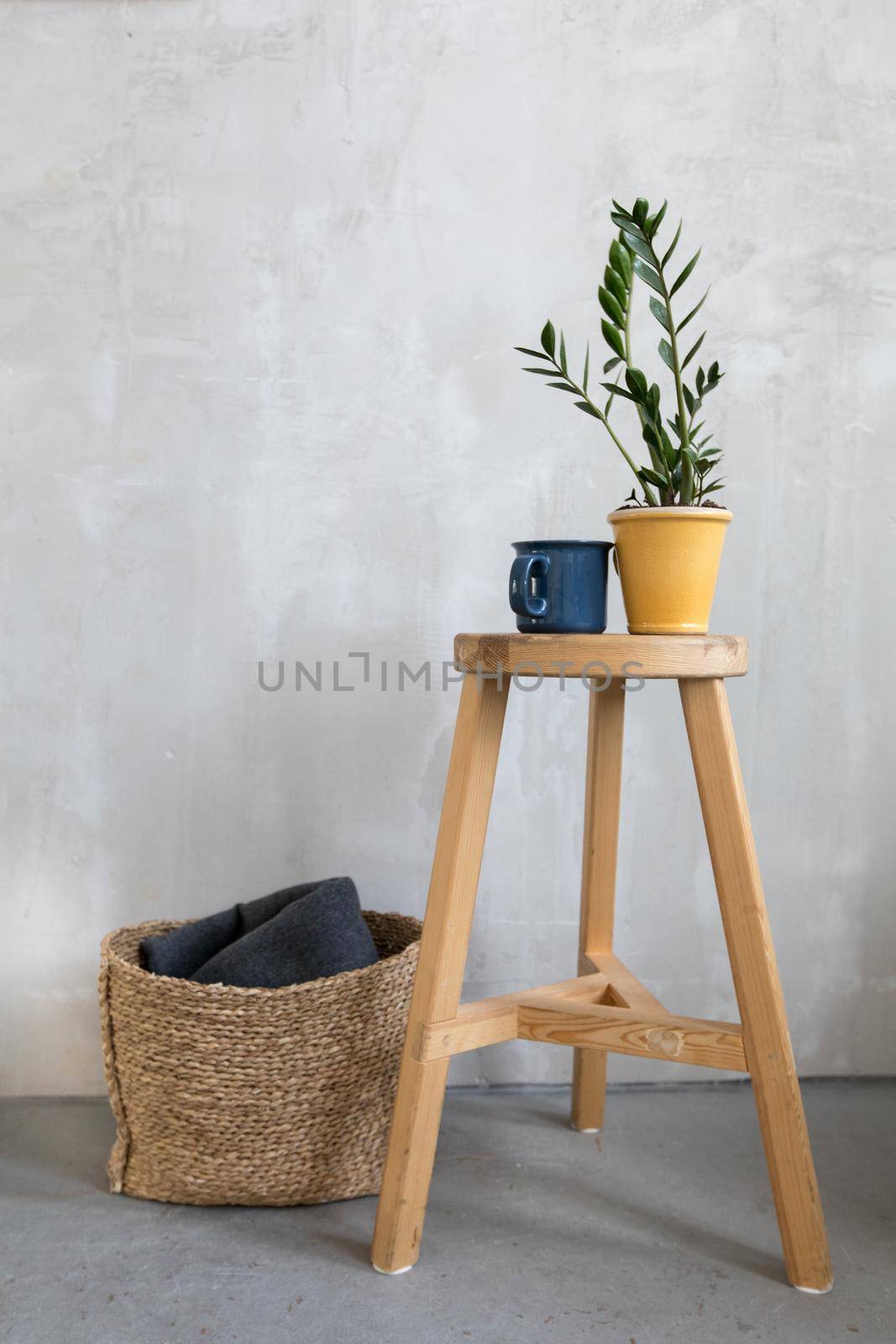 Interior shot of decorative table and basket by Demkat