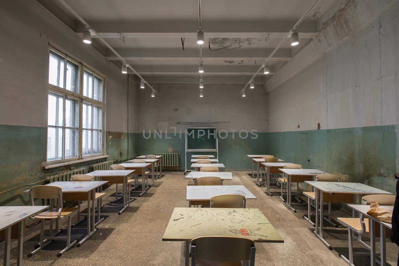 Grungy classroom in school by Demkat